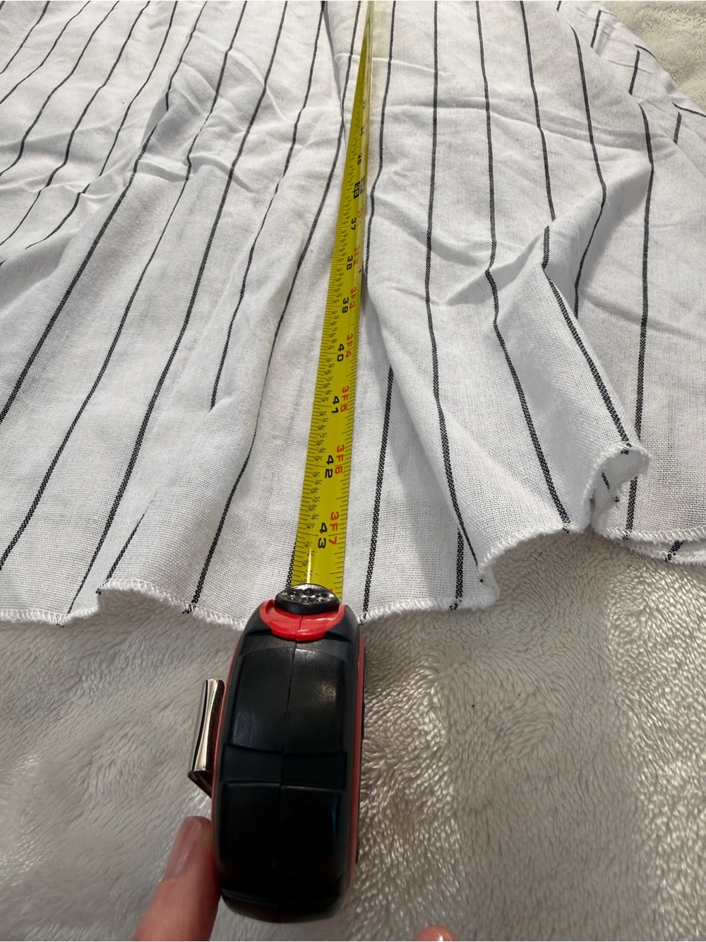 Simplee White Black Striped Smocked Midi Dress Linen Blend Flutter Sleeve Small - Picture 11 of 11